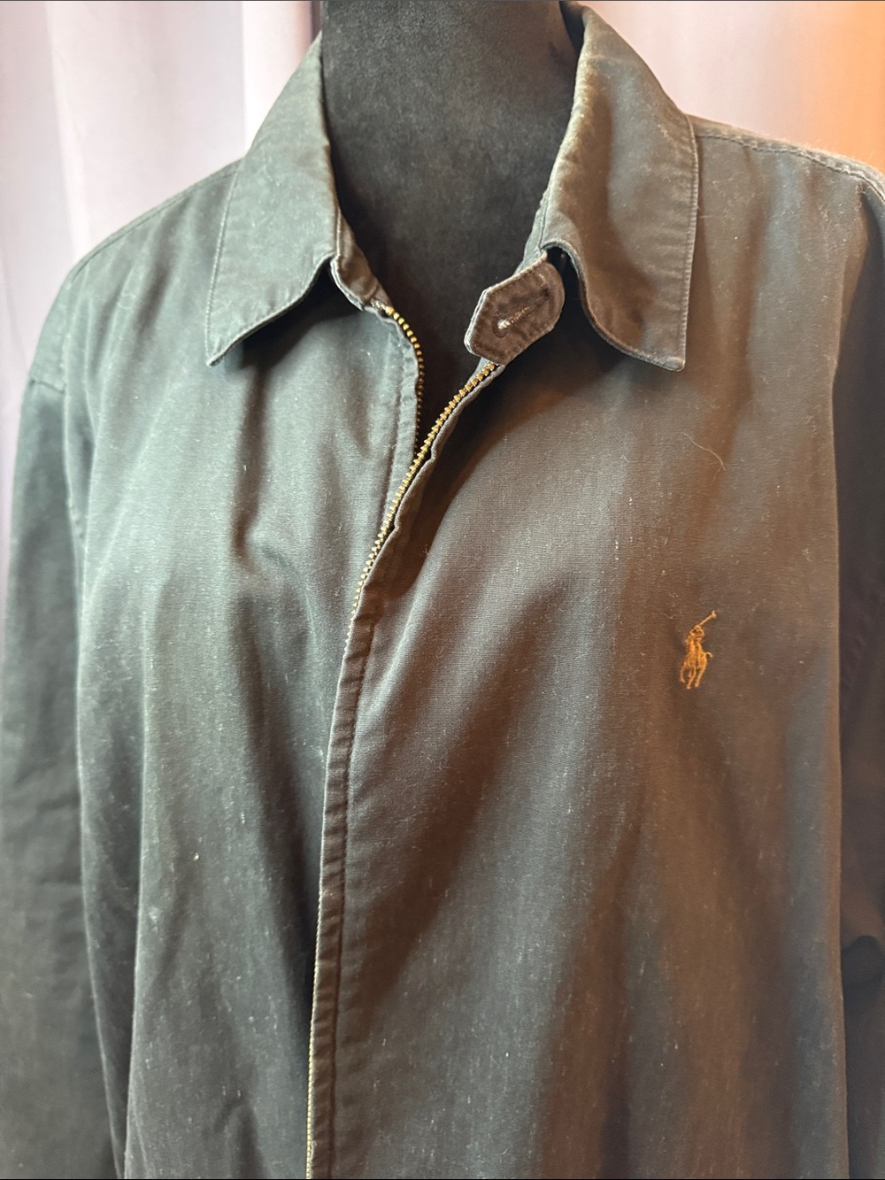 Ralph Lauren Navy Zip Jacket with Gold Pony Embroidery